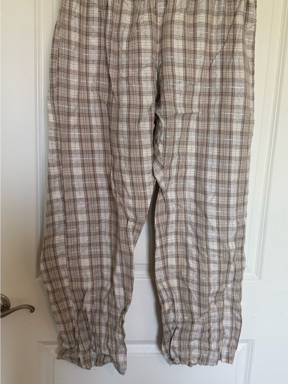 Plaid Lounge Pants in Beige